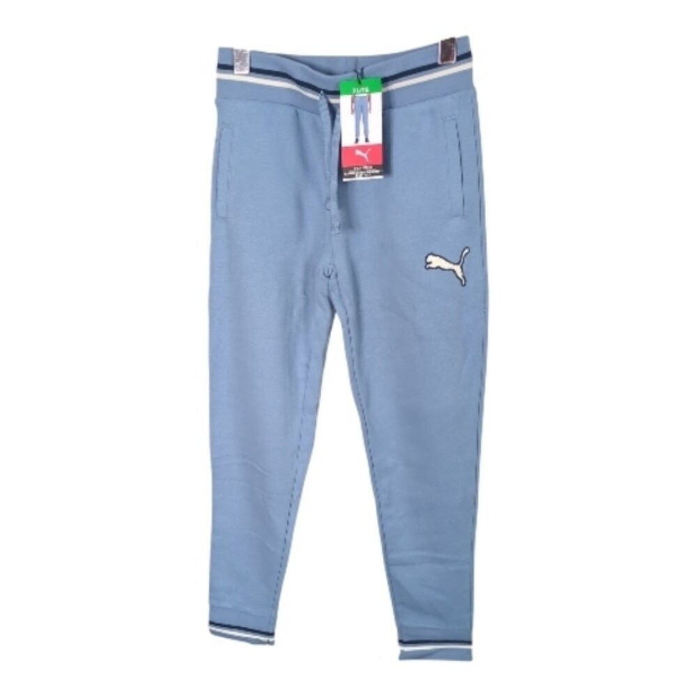 NWT Puma Girl's Joggers Light‎ Blue Striped Cuffs Pockets Size XL (14/16)